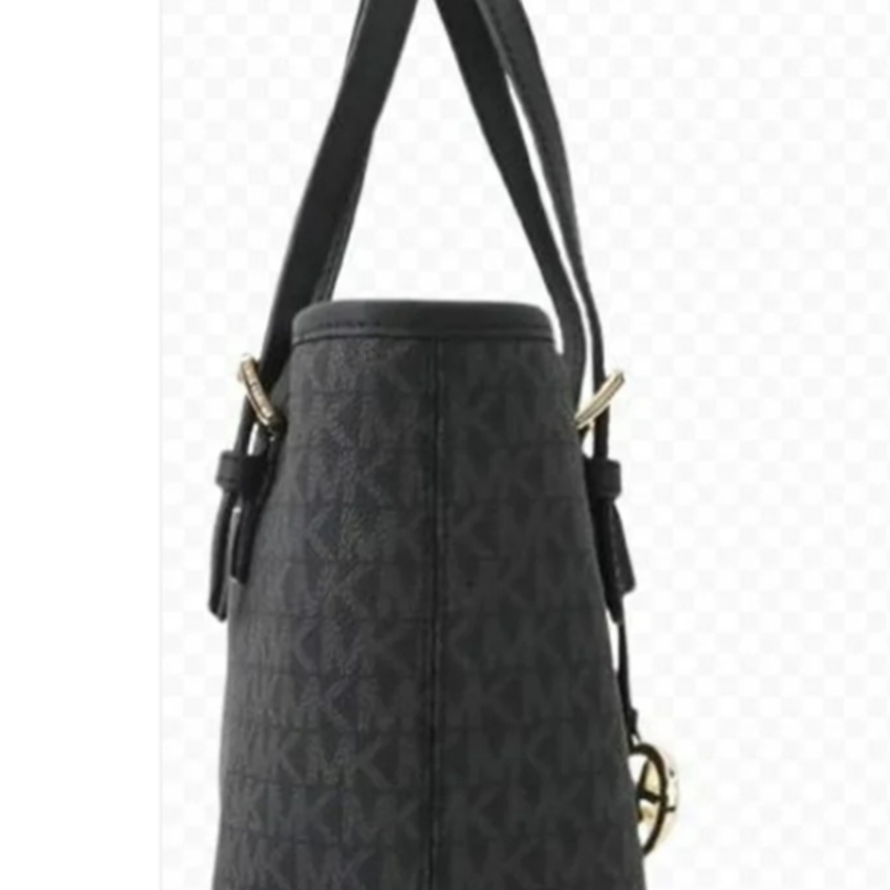 Michael Kors Black Logo Tote Bag with MK Charm - Picture 6 of 11